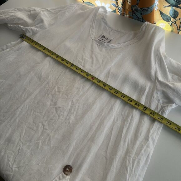 Heart's Desire Mary Grace Tunic Top Sz Xl Linen Artsy Lagenlook Asymmetric Flaw! - Picture 8 of 9